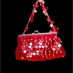 La Regale Gemstone Ruby Red Fun Sparkly Mini Dark Romantic Hand Bag